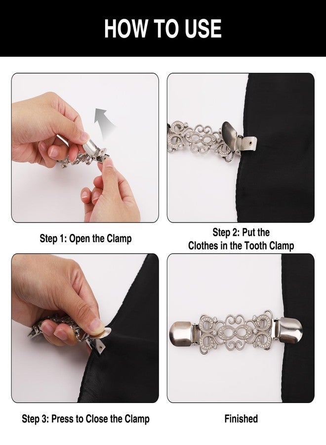 FRAMAD 4 Packs Vintage Dress Clips Back Cinch, Clothing Cincher for Back of Dress Shawl Sweater Cardigan Collar Fit Wsist for Women - Image 3